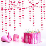 Rose Hot-Pink Party-Decorations 3D-Heart Garland - 39Ft Galentines Valentines Day Girl Birthday Flamingo Baby Shower Hanging Paper Streamers Banner,Engagement Wedding Bachelorette Decor