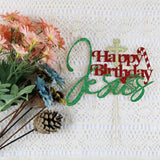 Glitter Happy Birthday Jesus Cake Topper - Jesus Birthday, Good Friday/Kids Adults Birthday Party Cake Decoration, Christmas Holidays Winter Party Supplies
