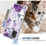 TPU Soft Rubber Four Corners Reinforced Anti-Fall Mobile Phone Case Cover for Samsung Galaxy A03S/Galaxy A02S, Purple Flower