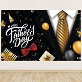 Happy Father's Day Backdrop Banner Decoration, 70.9 x 45.3In Large Size Black and Gold Background for Father's Day Decor, Dad Banner Photo Backdrop for Holiday Birthday Party Supplies