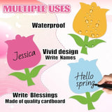45 Pcs Spring Tulip Flower Cutouts Cut-Outs Colorful Floral Cardboard Paper Cutting With 100 Pcs Glue Points For Diy Crafts Party Classroom Bulletin Board
