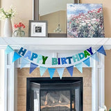 Pre Strung Blue Happy Birthday Felt Ball Garland Rainbow Party Decoration