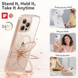 Jellypop Case For Iphone 16 Pro Max Case With Stand, Desert Titanium, Fit For Magsafe, 16Ft Military Grade Protection, Kickstand For Viewing & Work, Clear Back, Champagne Gold