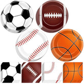 96 Pcs Sports Birthday Party Decoration Sport Disposable Paper Plates Napkins Basketball Football Baseball Dessert Cake Tableware Supplies Rugby Theme Activities Game Party Dinnerware Favor