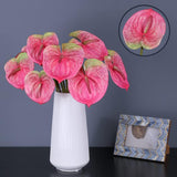 6 Pcs 27" Simulation Large Artificial Anthurium Lily Flowers Permanent Flower For Home Decoration Bouquet And Green Leaf? Wedding Festival Decoration Flower Arrangement (Pink)