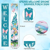 Welcome Spring Porch Banners Spring Gnome Door Banner With Gnome Butterfly Flower Pattern Tulip Hanging Banners Spring Home Decorations For Indoor Outdoor Home Yard Wall Supplies (Tulip Theme)