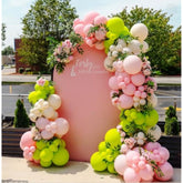 Pastel Pink And Lime Green Balloon Garland Arch Kit, 152Pcs Soft Pink Lime Green Cream White 18/10/5Inch Balloons For Baby In Bloom Spring Garden Fairy Party Baby Shower Decorations