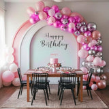 Pink & Silver Balloon Arch Kit: 4D Star Balloons, Princess Party Decor