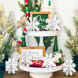 6 Set Snowflake Christmas Table Decorations - 12Pcs White Wooden 3D Snowflake Decor Tabletop Centerpiece For Christmas Party Supplies Home Decor