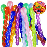 Spiral Balloon Mixed Color 100 Pcs, 40 Inches Latex Twisted Long Balloon For Boys Girls Birthday Party Decoration