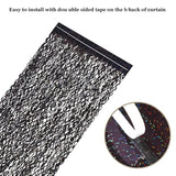 3 Pack Black Foil Fringe Curtains 3.3x6.6ft Sparkle Backdrop for Halloween Party Decor