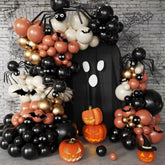 176Pcs Halloween Balloon Garland Arch Kit with Black Orange White Gold Spider Eyeball Bats