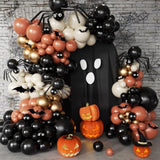 176Pcs Halloween Balloon Garland Arch Kit with Black Orange White Gold Spider Eyeball Bats