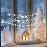 Holographic Winter Wonderland Banner, Iridescent Snowflake Garland Banner For Christmas Decoration