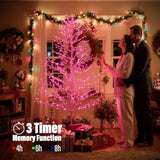 Christmas Tree With Light Outdoor,7.6Ft 540 Led Artificial Collapsible Birch Tree Lights With Remote Control Timer Rgb Lights For Christmas Decoration