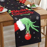Christmas Table Runner Black 14 X 72 Inch Rustic Holiday Farmhouse Merry Christmas Theme Elf Table Cloth For Xmas Party Dining Table Decorations