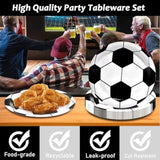 96 Pcs Soccer Party Supplies Bundle Paper Plates Napkins Sports Sports Party Birthday Decorations Favors For Kids (Soccer)