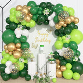 157 Pcs Green Balloon Garland Kit – Dark Green, White, Gold for Safari Party