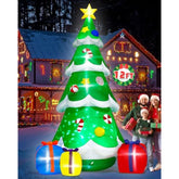 12Ft Christmas Tree Inflatables, Giant Blow Up Christmas Tree With Boxes, Lighted Up Xmas Inflatables With Rotating Snowflake Lights For Xmas