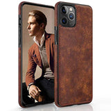 For Iphone 14 Pro Case, Slim Leather Luxury Business Pu Non-Slip Grip Rugged Bumper Shockproof Full Body Protective Cover Men Phone Cases For Iphone 14 Pro 5G 6.1 Inch (2022) - Vintage Brown