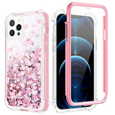 For Iphone 12 Pro Max Case Glitter For Women Girls Full Body Bling Liquid Sparkle Fashion Flowing Quicksand Bumper Clear Protective Case For Iphone 12 Pro Max (6.7 Inches, 2020) (Rose Gold)