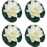 4Pcs Artificial Flowers Water Lily Foam Lotus Flower Pond Decor For Pond Patio Garden Pool Garden Accessories Creative Artificial Plants And Flowers, Decorations (White)