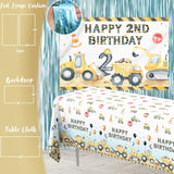 Construction Birthday Party Supplies For 2 Year Old Boy, 2Nd Birthday Decorations For Boys, Dump Truck 2Nd Bday Backdrop, Cake Toppers, Balloon Garland, Tablecloth, Banner