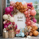 Dusty Pink Brown Balloon Arch Peach Magenta Balloons Different Size Peach White Sand Blue Balloon Garland Kit For Wildflower Baby Shower Birthday Wedding Western Summer Tropical Boho Party Decoration