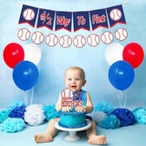 Baseball Half Birthday Party Decorations Kit Half Way To First Banner Happy 1/2 Birthday Cake Topper Balloons For Sports Theme 6 Months Baby Milestone Photo Props Baby Shower Supplies