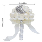 Wedding Bouquets For Bride Bridesmaid Brooch Bouquet Handmade Artificial Flower Tossing Bouquet For Wedding Ceremony Anniversary(Ivory-18Cm)