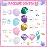 Mermaid Balloon Garland Arch Kit, Pastel Pink Purple Teal Blue Clear Latex Balloons With Mermaid Tail Seashell Foil Balloons, For Girls Mermaid Party Decorations Ocean Theme Birthday Party Supplies