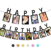 Birthday Photo Banner & Frame, Black Background for Kids and Adults' Party Decor