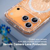 Magnetic For Iphone 17 Pro Max Case Compatible With Magsafe, Women Cute Glitter Sparkly Phone Case With Diamond Camera Lens Protectors, Military-Grade Drop Protection 6.9" (Clear)