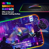 Rgb Mouse Pad With 15W Wireless Charging, Purple Anime Neon Extended Large Led Gaming Mouse Pad Non-Slip Rubber Base, 10 Light Modes Desk Pad For Home Office-Warrior Cat