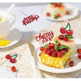 24 Pack She'S The Cherry On Top Cupcake Toppers, Glitter Cherry Sweet Cake Pick For Fruits Theme Baby Shower And Bridal Shower Decorations Supplies (Top)