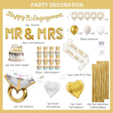 Engagement Party Decorations Gold White Balloons Foil Backdrop Cake Toppers