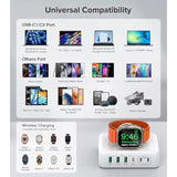 170W Usb C Charging Station Block, Travel Charger For Multiple Devices, Usb C Charger Plug For Iphone 16 15 14 13 12 Series, Apple Watch Ultra Se 10 9 8 7 6 5 4 3 2, Airpods, Macbook Pro Air, Ipad