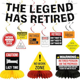 14 Pcs Caution Retirement Party Decorations Kit, Black Pink Retirement Banner Hanging Swirls Honeycomb Centerpieces Set For Women Men Office Home Party Supplies