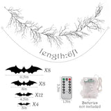 Gothic Halloween Banner: 1Pc Haunted Bat Dark Dead Branch Halloween Party Banner With Led Lights, Decorative Bat Vine Twig Garland Decorations For Home Wall Mantel Doorways Front Decor