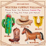 Western Balloons 5Pcs Cowboy Hat, Horse, Cactus & Boots for Rodeo Party Decor