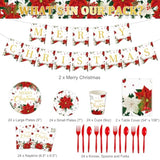 172pcs Christmas Disposable Tableware Set Plates Cups Tablecloth Party Decor