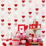 Valentines Decorations Red Pink White Rose Gold Glitter Heart Garland Strings - 8 Packs Paper Heart Garland Banner For Valentine'S Day Mothers Day Wedding Birthday Bridal Shower Home Hanging Decor
