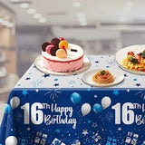 Navy Blue 16Th Birthday Decorations For Boys And Girls, Happy 16Th Backdrop, Tablecloth, Balloons Garland Arch Kit - Birthday Banner Party Supplies Bday Decor For Sweet 16 Year Old Teen