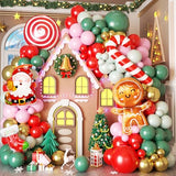 Christmas Balloon Arch Kit Pink Green, 108 Pcs Gingerbread Decorations