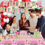 122Pcs Wicked Party Supplies Pink And Green Birthday Party Decorations Witch Party Decorations Tableware Set Wicked Plates And Napkins,Banner,Tablecloths,Cups For 24 Guests