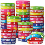 100 Pcs Happy Birthday Jesus Wristband Christmas Luke 2:11 Rubber Wristband 10 Styles With Christian Religious Cross Gifts For Sunday School Xmas Parties Motivation Support Church Supplies