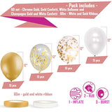 Dandy Decor 60 Pack Gold Balloons + Confetti Balloons W/Ribbon | Gold Latex | Golden | White And Gold 12 Inch Durable & Long Lasting Latex |