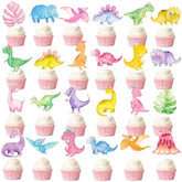 48Pcs Dinosaur Theme Party Cupcake Toppers Pink Dinosaur Birthday Party Cake Cupcake Pick Decorations For Girls Dino Theme Birthday Party Baby Shower Supplies