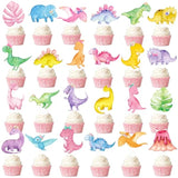 48Pcs Dinosaur Theme Party Cupcake Toppers Pink Dinosaur Birthday Party Cake Cupcake Pick Decorations For Girls Dino Theme Birthday Party Baby Shower Supplies