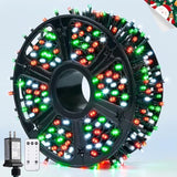 400 Led Red White And Green Christmas Lights, 132Ft Christmas Tree Lights With Remote, Outdoor Indoor String Light Plug